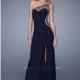 Gunmetal La Femme 21026 - High Slit Jersey Knit Sheer Dress - Customize Your Prom Dress