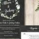 Wreath Wedding Invitation, Chalkboard and White Wreath Wedding Invite, Black and White Wedding Suite, White Flowers and Chalkboard Invite