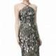 Teal/Rose Gold Jacquard Woven Metallic Dress by Theia - Color Your Classy Wardrobe
