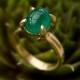 Emerald Gold Ring - Oval Emerald Ring in 18K Gold - Large Emerald Cab Gold Ring - Cabochon Emerald Ring in 18k Gold - Made to Order