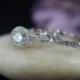 Charles & Colvard Round Moissanite Ring Set Diamond Accent Solid 14K White Gold Ring Set Engagement Ring Set Wedding Ring Set Bridal  Set