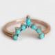 Turquoise wedding Ring, Turquoise Wedding Band, Turquoise Curved Ring, Rose Gold turquoise ring