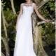 Sheath/Column Scoop Neck Court Train Chiffon Wedding Dress With Appliques Lace - Beautiful Special Occasion Dress Store