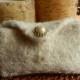 Hand Knit Ivory Felt Rustic Eco Chic Wedding Clutch - Pearl