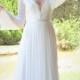 Ella - Romantic wedding dress with long lace sleeves and chiffon skirt, boho wedding dress, backless  wedding dress, beach wedding dress