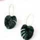 Green Plant Hoop Earrings - Tropical Leaf Jewellery - Colour Of The Year - Tropical Hoop Earrings  - Plant Earrings - Botanical Jewellery
