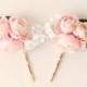 Pink OR White bobby pins, Pastel floral hair pin set, Ranunculus hair clips, Pink flower headpiece, bridal hair accessory, wedding pins