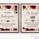 Printable Floral Marsala Oh Snap Sign Boho Digital Burgundy Flowers Instagram Wedding Reception Bohemian Hashtag Wedding Poster - WS015