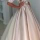 Half-Sleeves A-Line Elegant Puff Illusion Appliques Lace Wedding Dress
