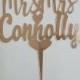 Laser Cut Gold Acrylic Plastic Cake Topper for Wedding