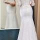 Lace-up Sweep-train Simple Half-sleeves Sheath-Column Off-the-shoulder Wedding Dress