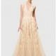 A-Line/Princess V-neck Court Train Tulle Lace Evening Dress With Beading Appliques Lace - Beautiful Special Occasion Dress Store