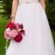 Beaded Illusion Pleated Tulle Skirt Wedding Dress By Camille La Vie
                            