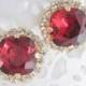 Ruby earrings,Swarovski Ruby crystal earrings,ruby stud earrings,july birthstone,birthstone ruby,ruby wedding,red wedding,gold ruby earrings