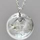 Dandelion Necklace Silver Make A Wish Glass Bead Orb Dandelion Seed Transparent Round Beadwork Flower Botanical
