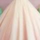 Light Orange Organza Beading See-through Long Prom Dress, Princess Ball Gown Prom Dresses