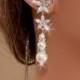 DONNA - Swarovski Pearl And Crystal Floral Bridal Earrings In White Gold