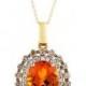 Bloomingdale&#039;s Citrine Oval with White and Brown Diamond Halo Pendant Necklace in 14K Yellow Gold, 18&#034;