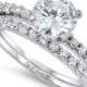 1.5CT Round Cut Russian Lab Diamond Solitaire Bridal Set Wedding Band Ring