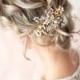 Gold Boho Hair Vine Comb, Bridal Pearl Flower Hair Comb, Wedding Hair Vine Wedding Pearl Hair Comb, Boho Wedding Headpiece - 'ZARA'