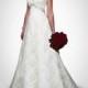 Beautiful Elegant Satin & Lace A-line Wedding Dress In Great Handwork - overpinks.com