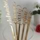 Drink Stirrers, Gold Mirrored Acrylic Drink Stirrers, Wedding Bachelorette, Engagement Party Stir Sticks Personalised Cocktail Swizzle Stick