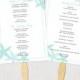 Fan program template "Starfish" Aqua DIY wedding order of ceremony printable fan program turquoise blue Word download wedding programs