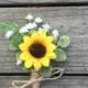 Sunflower boutonniere- Groom/groomsmen boutonniere, wedding boutonniere, rustic boutonniere, groom buttonhole, corsage, sunflower