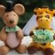Wedding custom cake topper, animal cake topper, giraffe and mouse bride and groom, cake topper inspired by your stuffed animals