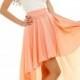 Evening High Low Maxi Dress.Beautiful Lace Chiffon Dress Bridesmaid.Peach Dress Prom Formal Gown