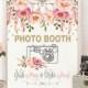 Boho Photo Booth Sign.  8x10 11x14 16x20 Pink Gold Floral Printable Wedding Sign. Bohemian Flower Bridal Shower Decor. Camera Decor. FLO12A