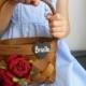 Rustic Flower Girl Basket with Chalkboard or Wood Tag, Personalized Flower Girl Basket, Custom Made to Order