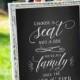 Printable Chalkboard Sign Choose A Seat Not A Side, Chalkboard Wedding Sign, Wedding Seating Sign, Wedding Printable, PDF, MAM206_03