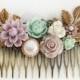 Mint Lilac Wedding Hair Comb Romantic Bridal Hair Slide Elegant Hair Pin Rustic Garden Wedding Hair Adornment Accessories