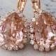 Blush Earrings,Rose Gold Morganite Earrings,Rose Gold Bridal Earrings,blush Pink Bridesmaid Earrings,blush Drop Earring,Swarovski Earring