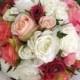 Bride silk bouquet Pink, fuchsia, and white with touches of green Nosegay style  2 pc