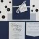Navy Blue & Silver Pocketfold Wedding Invitation