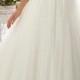 Simple Long A-Line Cap Sleeve Train Lace Wedding Dress