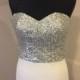 Silver Sequinned Bodice Dress Fishtail Silk Georgette Skirt. - Hand-made Beautiful Dresses