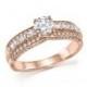 Bloomingdale&#039;s Diamond Round and Baguette Center Ring in 14K Rose Gold, 1.0 ct. t.w. - 100% Exclusive