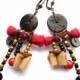 Ethnic Earrings, Boho Earrings, Boho Rustic Earrings, Rustic Earrings, Tribe Earrings, Red Earrings, Black Earrings, Black Red, Earrings,