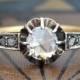 Antique Diamond Engagement Ring-Rose Cut Diamond Engagement Ring-Unique Engagement Ring-1800s Victorian Right Hand Ring-Antique Diamond Ring