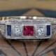 SALE! Edwardian Engagement Ring-Art Deco Ring-Unique Engagement Ring-Antique Sapphire Ring-Edwardian Ring-Antique Ruby Ring-Stacking Ring-