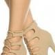 Nude Faux Nubuck Lace Up Platform Heels @ Cicihot Heel Shoes Online Store Sales:Stiletto Heel Shoes,High Heel Pumps,Womens High Heel Shoes,Prom Shoes,Summer Shoes,Spring Shoes,Spool Heel,Womens Dress Shoes