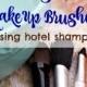 Squeaky Clean Makeup Brushes Using Hotel Shampoo