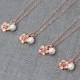 Rose Gold Bridesmaid Necklace, Bridesmaid Gift Set of 4, Bridesmaid Necklace Rose Gold Flower Jewelry