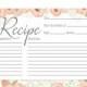 Printable Recipe Card For Bridal Shower 