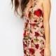 Ginger Fizz Deep Plunge Dress With Wrap Skirt In Rose Floral At Asos.com