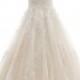 Romantic A-line V-Neck Natural Chapel Train Tulle And Lace Ivory/Champagne Sleeveless Zipper With Buttons Wedding Dress Appliques LWXT16001