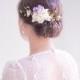 Purple wedding hair clip, Bridal headpiece, Purple flower hair clip, Bridal hair vine - VIOLETTE